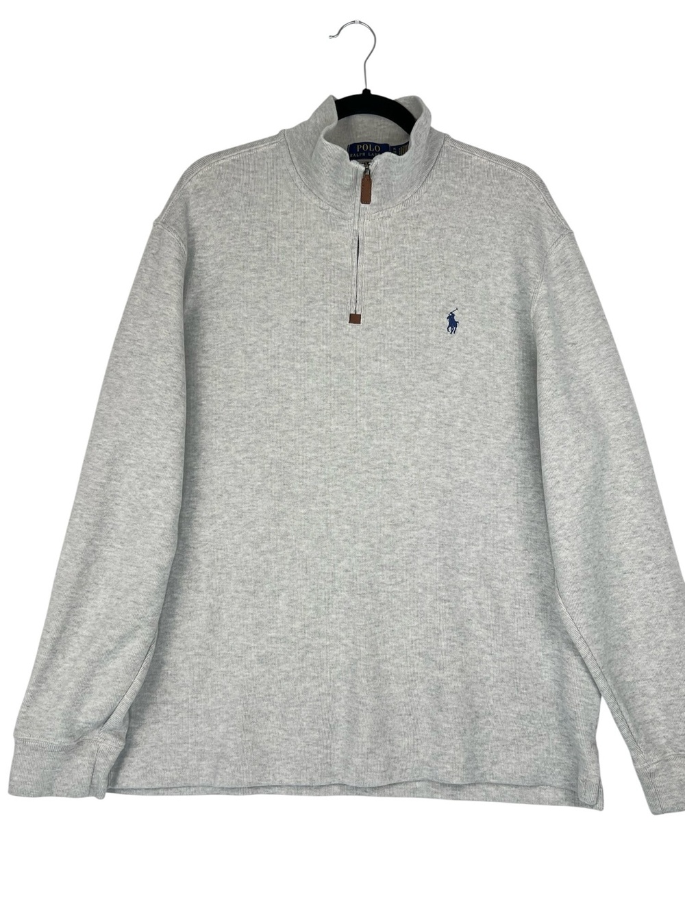 Polo Ralph Lauren Estate half-zip pullover sweater XL heather gray cotton preppy